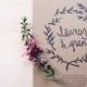 floral leafy wreath wedding invitation // THE LAUREL // black and white hand drawn wreath // kraft white ivory // DEPOSIT