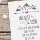 Mountain wedding invitation suite features hip and rustic arrow and heart illustrations / SAMPLE invitation