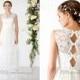 Illusion Neckline Sheath Lace Over Wedding Dress with Keyhole Back