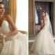 Strapless A-line Sweetheart Wedding Dresses with Scalloped Droppd Waist