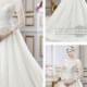 Illusion Lace Long Sleeves Bateau Neckline Ball Gown Wedding Dress with Deep V-back