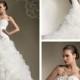 Beaded Lace Strapless Classic Spring Wedding Dress with Full Tulle Skirt