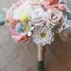 Bride's Felt Flower Wedding Bouquet / Choose Your Own Handmade Handmade Heirloom Forever Flowers