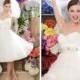 Ivory Tulle Cute Strapless Knee Length Wedding Dress With Draped Bodice