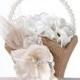 Lillian Rose Burlap and Lace Flower Basket, 7.5-Inch