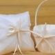 2-piece Set of Organza Wrapped Satin Flower Girl Basket and Ring Bearer Pillow with Starfish