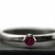 3mm Ruby Ring, Minimalist Engagement Ring, Handforged Silver Ring, Ruby Jewelry, Ruby Promise Ring