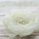 Custom Ivory Chiffon Bridal Flower Hair Clip, Pick Your Color Ivory Wedding Hair Accessory, Ivory Fascinator, Ivory Bridal Head Piece