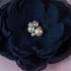 Custom Navy Chiffon Bridal Flower Hair Clip -  Pick Your Color- Navy Wedding Hair Accessory-  Navy  Fascinator, Navy Bridal Head Piece