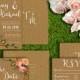 Printable Wedding Invitation Set - Customizable Wedding Invites - DIY Wedding Invitation, RSVP, Save the Date Kraft Paper, Floral Style