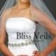 Pencil Edge Wedding Veil, Fingertip Length Bridal Veil, 2 Layer Veil