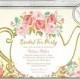 Garden Tea Party Bridal Shower Invitation - High Tea Invite - Bridal Tea - Wedding Shower - Hand Painted Roses - Printable - LR1051
