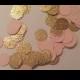 Pink and Gold Confetti- Round Confetti- Bridal Shower Decor- Pink and Gold Baby Shower Decor- Wedding Decor- Quinceanera Decor