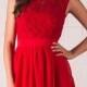 Bridesmaid Red Dress.Red wedding.Sleeveless Dress Lace.Evening Gown Formal