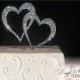 Heart Cake Topper - Double Heart Cake Topper - Two Hearts Cake Topper - Custom Wedding Cake Topper - Crystal Cake Topper - Bride and Groom