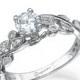 Leaves Engagement ring, Unique engagement ring, Antique Ring, Vintage Ring, Leaf Ring, white Gold Engagement Ring, Band Ring, woman ring