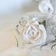 White Rose Stem Handmade Fabric Flower Everlasting Bouquet for Wedding, Bridal Eco Friendly