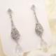 Crystal bridal earrings, Long Wedding earrings, Art Deco earrings, Bridal jewelry, Simple earrings, Rhinestone earrings, Vintage style