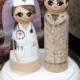 Wedding Cake Topper / Wood Peg Dolls with Plaque - Nurse and Soldier / Army -Navy -Air Force -Marines -Marine Corps -Armed Forces -Military