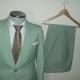 Classic 2pc Mint Green Suit / Vintage 1970s Two Piece Jacket Pants / Size 38R / Medium / Med / M / Rare