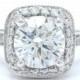 Round cut diamond engagement ring antique style 14k white gold 2.24ctw