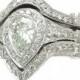 14k white gold pear cut diamond engagement ring and 2 bands bezel set 3.00ctw