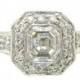 14k white gold asscher cut bezel set diamond engagement ring 1.70ctw