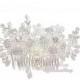 Bridal Pearl Crystal Floral Hair Comb Tiara style, Bridal hair Comb- HC0014