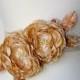 Wedding Sash Flower Accessory - Bridal Belt - Hair Flower Fascinator Head Piece - Flower Brooch -  Bridal Hair Flower - Golden Tan Parchment
