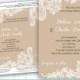 DiY Printable Wedding Invitation Template - Instant Download - EDITABLE TEXT - Rustic  Burlap lace  5"x7" - Microsoft® Word Format HBC27n