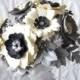 Paper Flower Bouquet in Grey, Cream and Black