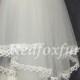 Alencon Bridal Veil, two layers of lace, finger length lace wedding veil, double lace veil with lace trim