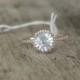 1.91 carat white sapphire, Rose gold, diamonds halo engagement ring  JOAN-812W