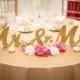 Gold Glitter Mr and Mrs Wedding Signs for Sweetheart Table Decor Wooden Letters, Large Thick Wood Mr & Mrs Sign Set (Item - MTS100)