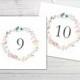 Digital Table Number, Printable Table Number, Floral Elegance, Pink, Blush, Rustic, Elegant, Simple, PDF