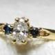 Engagement Ring Diamond Sapphire Ring Blue Sapphire Engagement Ring 14K Blue Sapphire Genuine Diamond Engagement Ring September Birthday