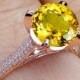 Yellow Sapphire & Diamond Engagement Ring prongs 2.5ct 8mm Round Basket 14k 18k White Yellow Rose Gold-Platinum-Custom-Wedding-Anniversary