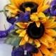 Wedding bouquet Brides bouquet Sunflower purple orchids country woodland silk wedding flowers