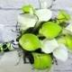 Wedding Bouquet real touch Calla lily lime green white damask bridal bouquet
