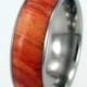 Titanium Ring, Tulip Wood Band, Mens Wooden Wedding Band, Ring Armor Included