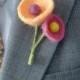 Felt boutonniere for funky modern wedding - orange, purple and pink funky felt flowers