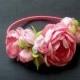 Pink flower crown, Flower headdress, Pink flower wreath, Bridal headband, Wedding headband, Bridal headpiece, Flower girl headband