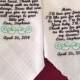 Set of Two Personalized WEDDING HANKIE'S Mother & Father of the Bride Gifts Hankerchief - Hankies you pick thread colors