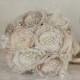 Vintage Inspired Brooch Wedding Bouquet, Ivory, Cream and Champagne satin, chiffon and Lace Bridesmaids Bouquet