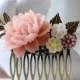 Bridal Hair Comb Wedding Hair Accessory Blush Pink Flower Hair Comb Powder Pink Rose Ivory Mauve Daisy Antique Gold Brass Leaf Hair Comb