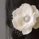 Bridal Ivory Magnolia Flower Hair Clip Vintage Style Wedding Hairpiece Bridal Flower Headpiece Magnolia Bridal Fascinator Cream Ivory Veil