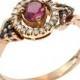 Rose Gold Engagement Ring, 1950's Vintage Inspired 14k Gold Sparkling Gemstone Engagement Ring, Rose Gold Ring