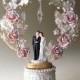 Vintage 1930's Wedding Cake Topper with Cultured Pearl Vintage Roses Wedding Arch Swarovski Crystal Drop 30’s Wedding Bride and Groom Happy