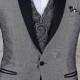 Grey & black italian divine slim fit suit with peak lapel