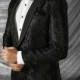 Black imported mesmeric prince suit with shawl lapel
